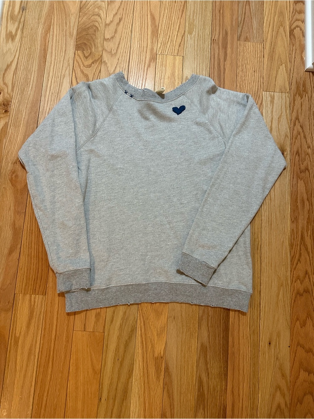 Women's Gray Heart Accent Pullover Sweatshirt